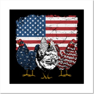 Chicken America Flag 4th of July Posters and Art